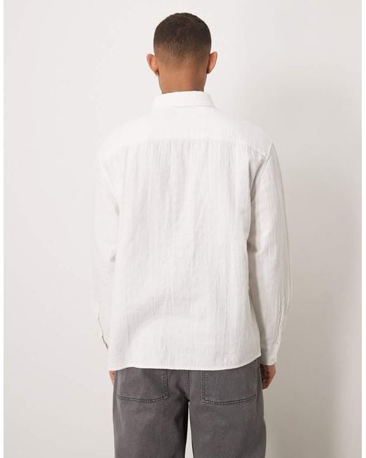 Abercrombie & Fitch Ruimvallend Overhemd Met Textuur En Lange Mouwen in het White voor heren