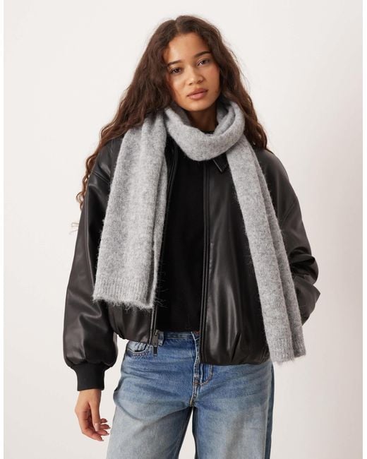 Mango Black Wool Mix Scarf