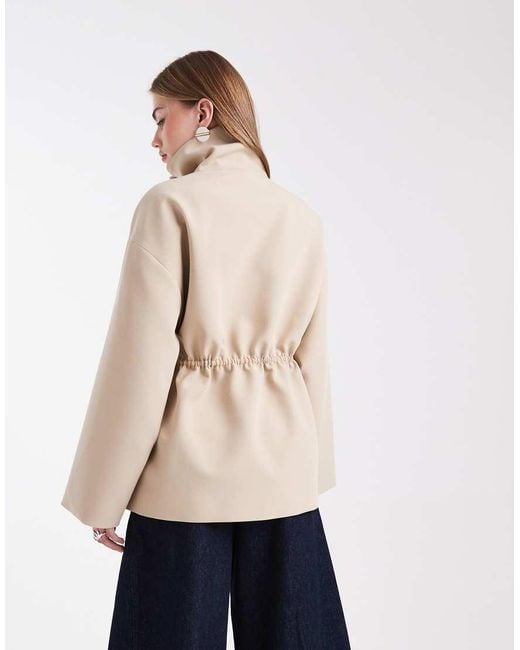 ASOS Blue Funnel Neck Drawstring Waist Blazer