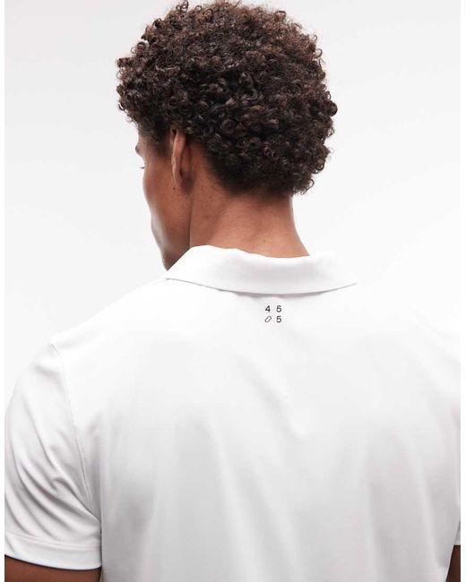 4505 White Quick Dry Performance Polo With Zip Neck for men