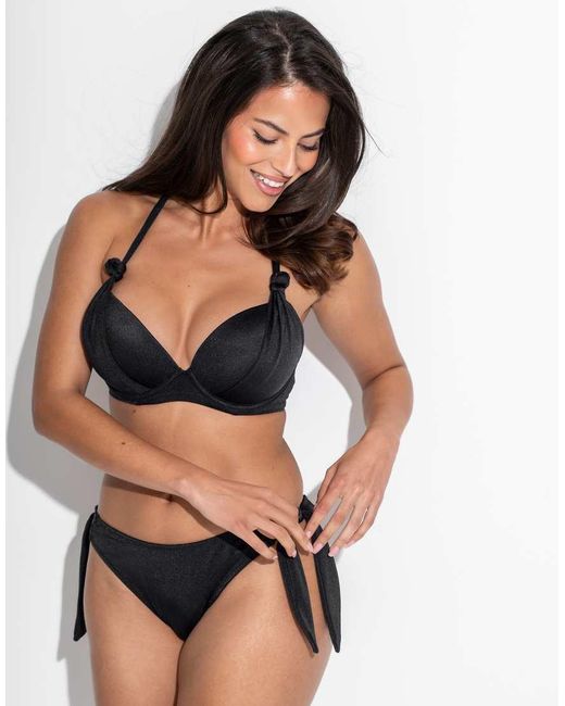 Pour Moi Black St Kitts Underwired Boost Push Up Padded Bikini Top