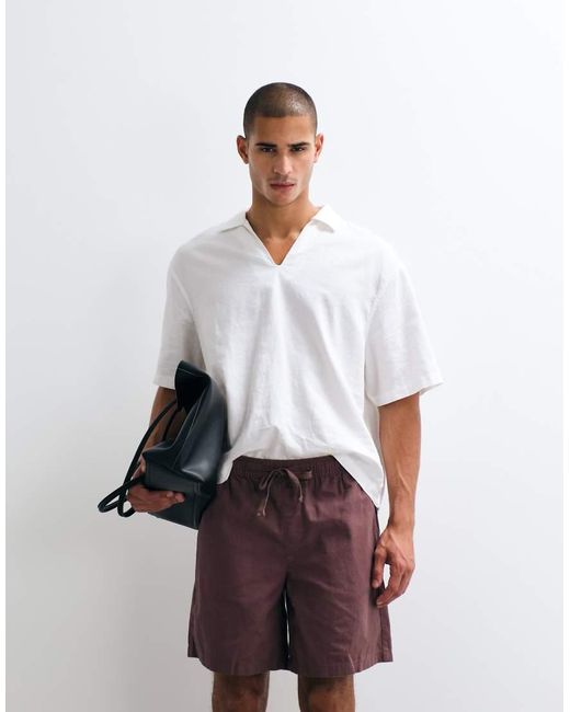 ASOS White Linen Blend Shorts for men