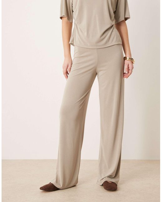 ASOS Natural Modal Wide Leg Trouser Co-ord