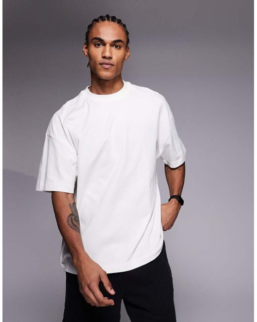 4505 White Heavyweight Cotton Oversized T-shirt With Back Graphic And Quick Dry Finish for men