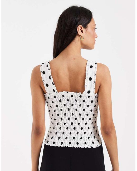Pieces White Wide Strap Smock Top