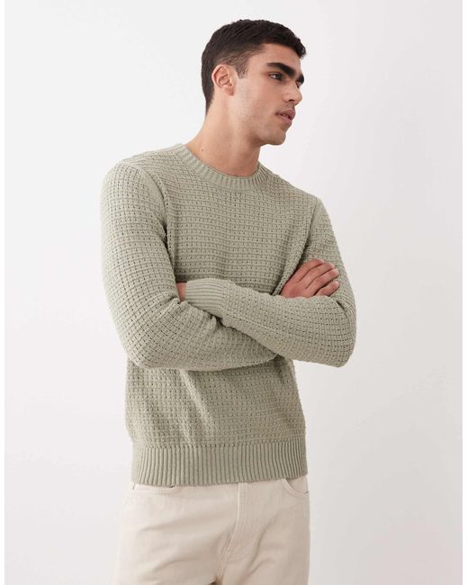 Mango Gray Waffle Knit Jumper for men