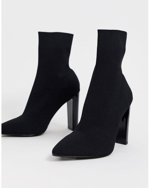 sock boots with block heel