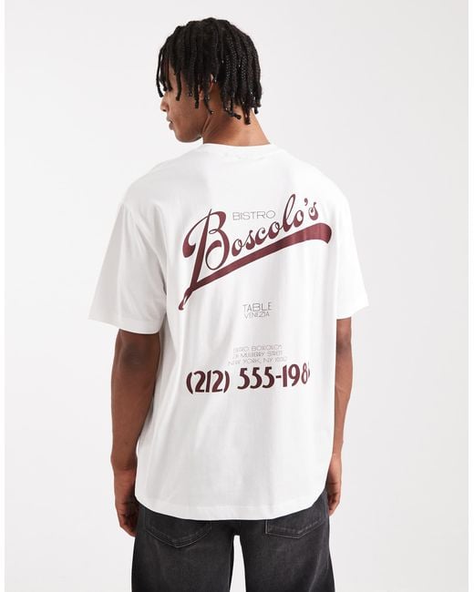 ASOS White Relaxed T-shirt With Text Graphic for men