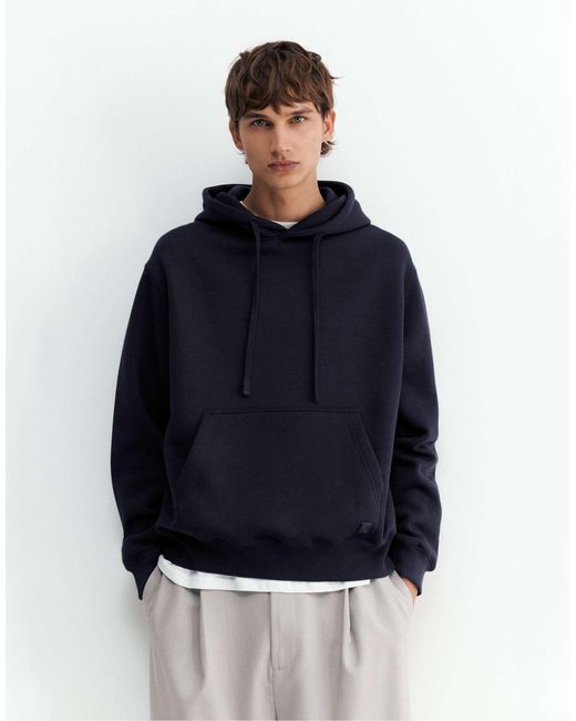 Pull&Bear Basic kapuzenpullover in Blue für Herren
