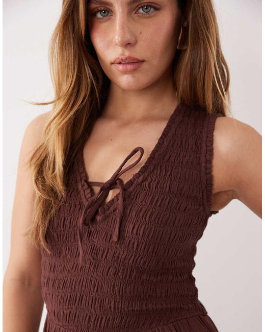 Nobody's Child Petite Purple Jayda Cotton Rich Shirred Bodice V-neck Sleeveless Jumpsuit
