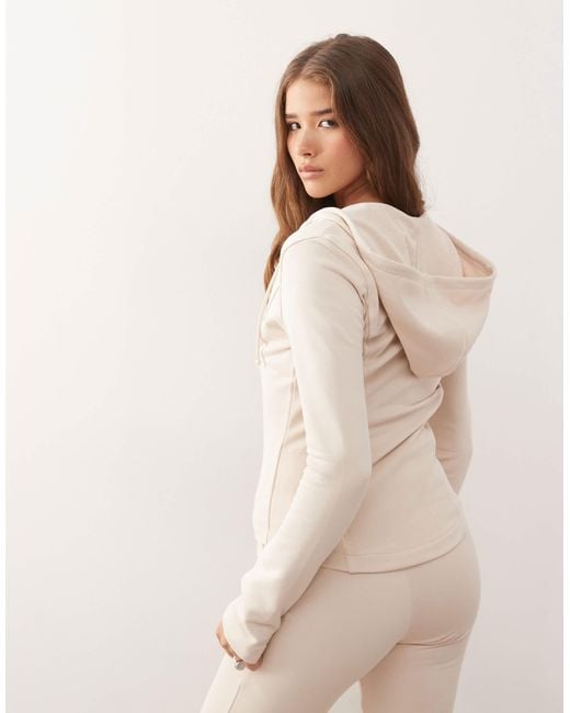 Sweat à capuche ajusté d'ensemble à manches évasées - beige Monki en coloris Natural