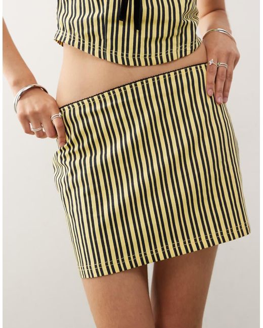 Collusion Green Striped Mini Skirt Co-Ord