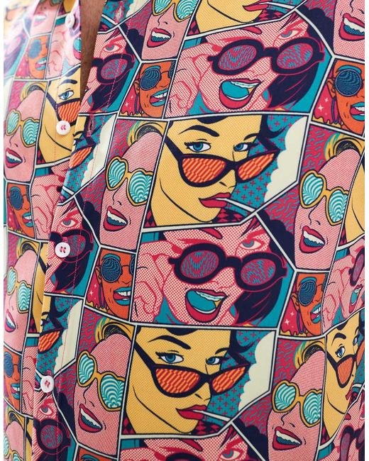 OOSC Red Comic Book Candy Short Sleeve Shirt for men