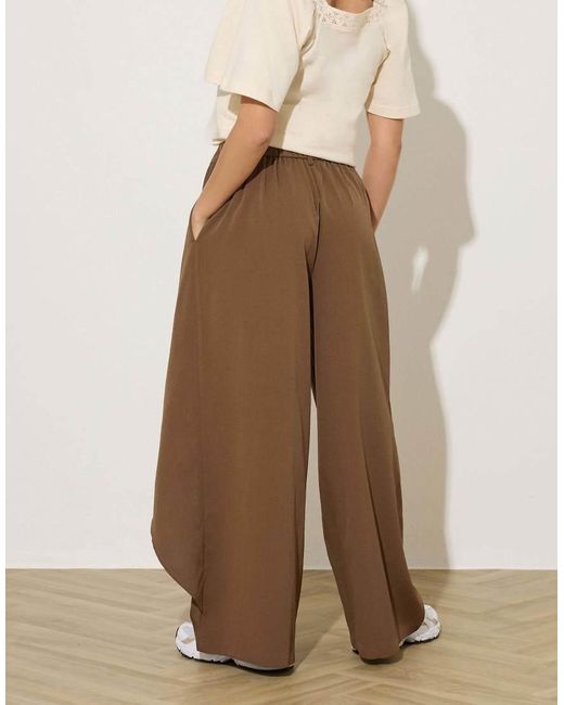 PixieGirl Natural Petite Wrap Wide Leg Trousers