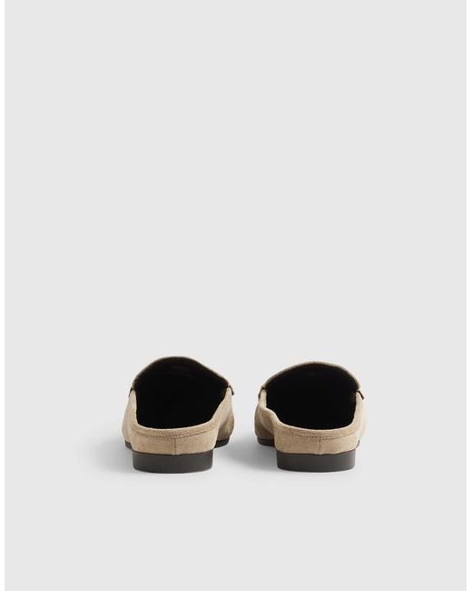 River Island White Faux Suede Backless Mule Loafers