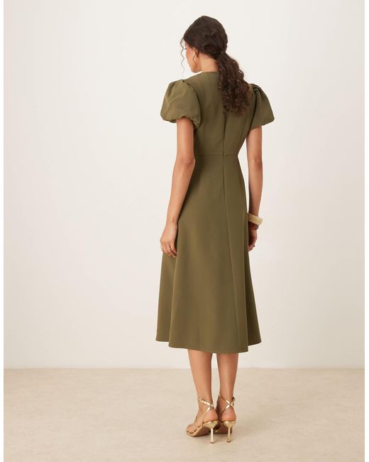 Sister Jane Natural Embellished Button Midi Dress