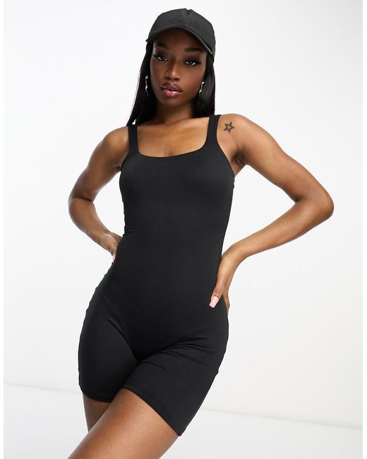 ASOS Black Strappy Soft Touch Unitard Playsuit