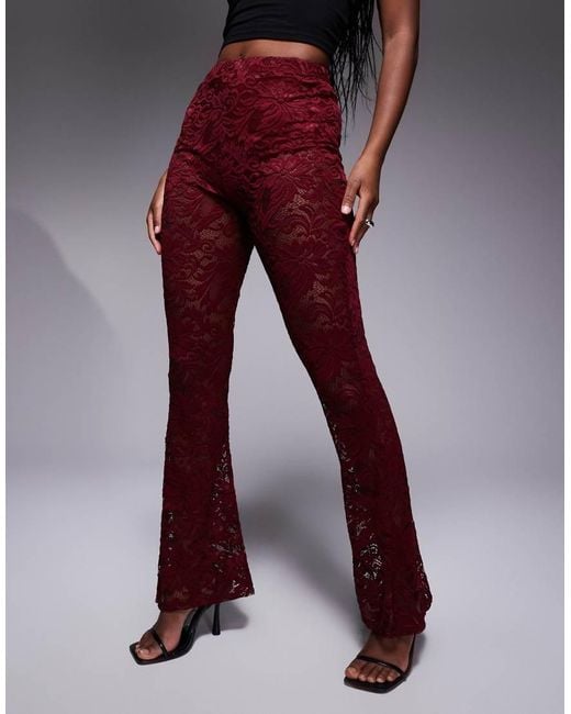 River Island Red Lace Flare Pants