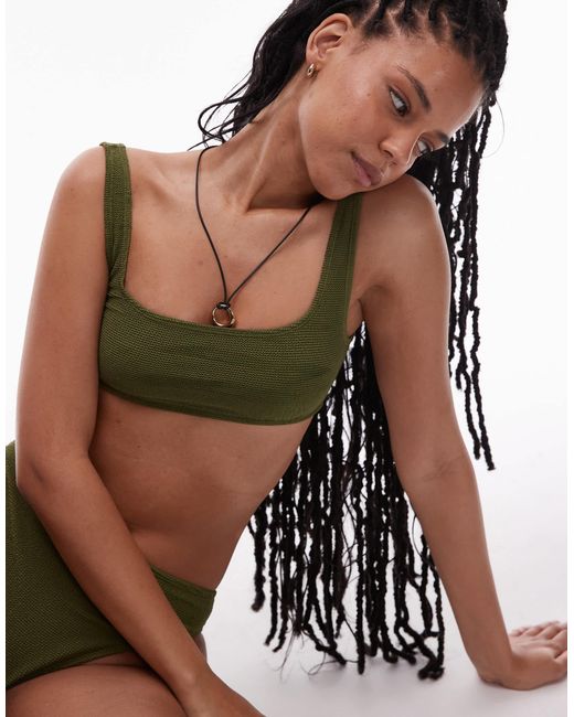 & Other Stories Multicolor Crinkle Scoop Front Bikini Top With Low Back