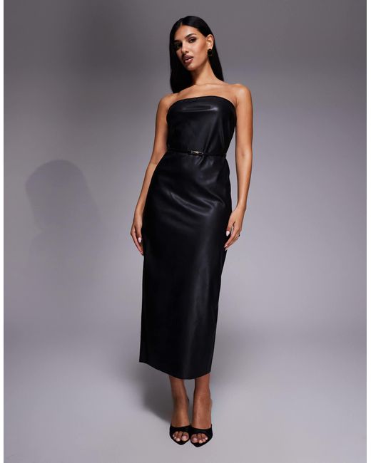 chinese dress ladies River Island High Waisted Faux Leather Croc Midi Skirt – KTRcollection main image 1