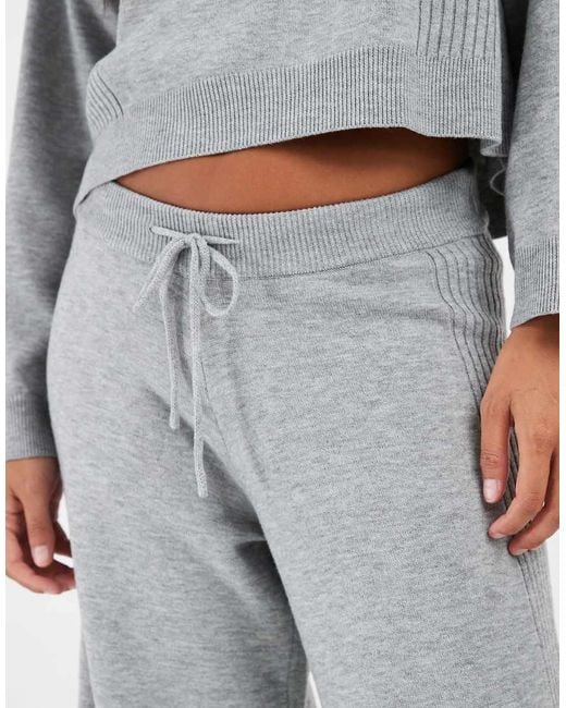 Only Petite Gray Wide Leg Knitted Trousers Co-ord