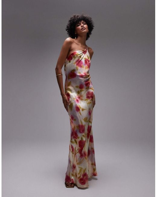TOPSHOP Brown Asymmetric One Shoulder Open Back Midi Occasion Dress