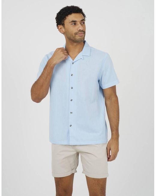 Brave Soul Blue Revere Collar Shirt for men