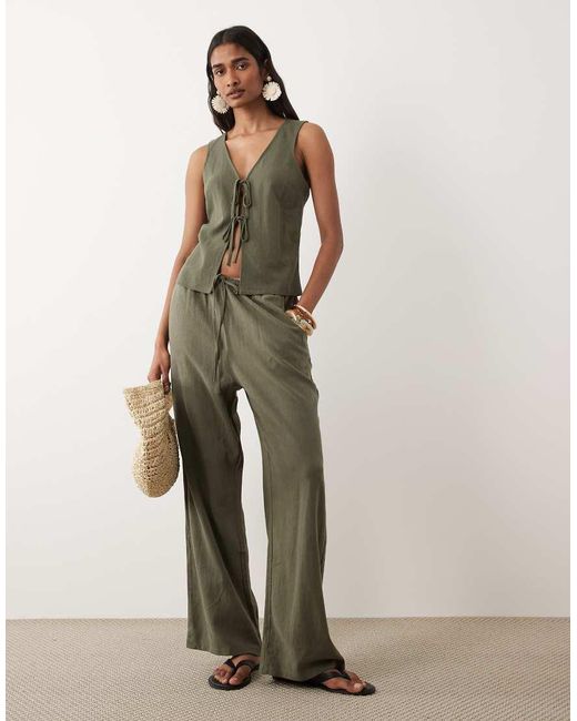 Miss Selfridge Natural Linen Look Pull On Trouser