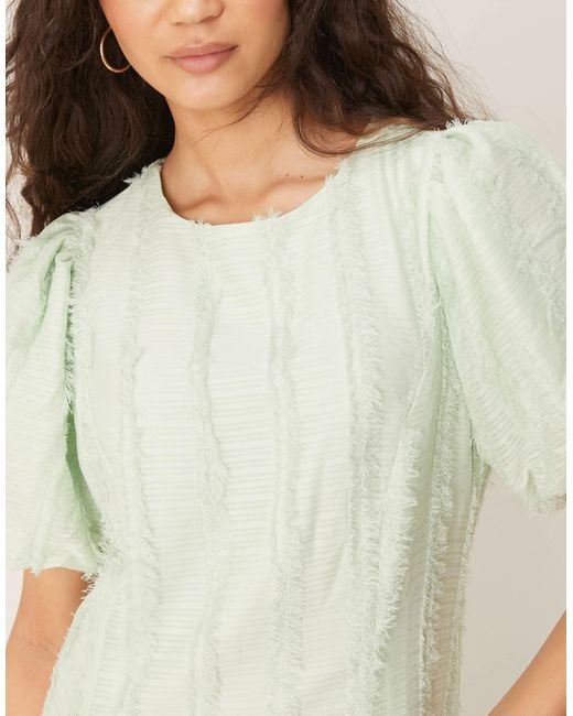 Y.A.S Natural Textured Puff Sleeve Maxi Dress