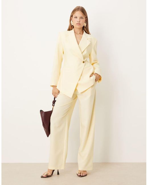 ASOS Natural Tailored High Rise Straight Leg Suit Pants