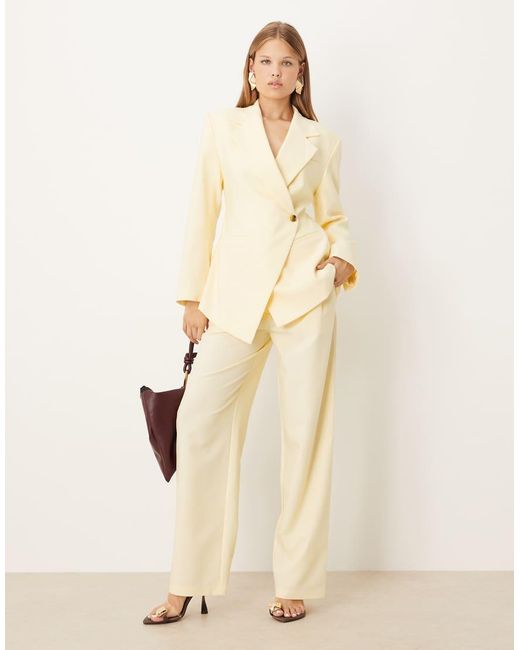 ASOS Elegante Pantalon Met Rechte Pijpen En Hoge Taille in het Natural