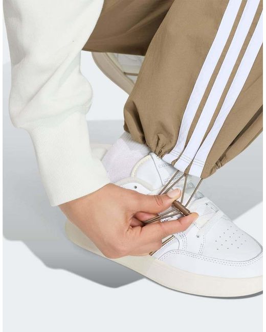 Adidas Originals Natural Iconic Woven Wide Leg Track Pants With Bunjees