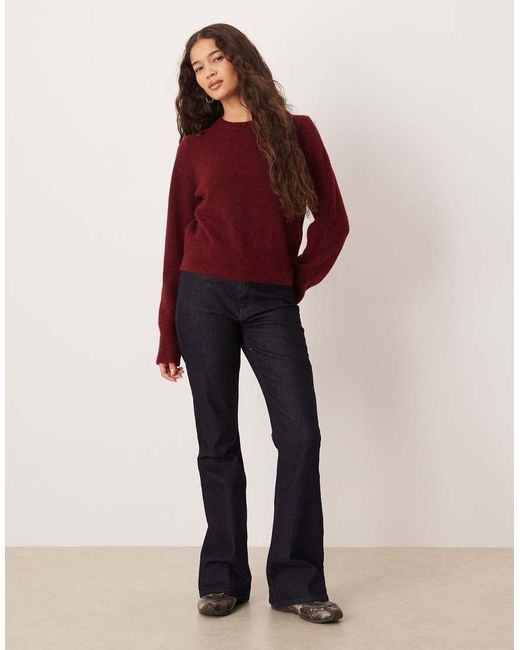 ASOS Red Knitted Wool And Alpaca Blend Fitted Top