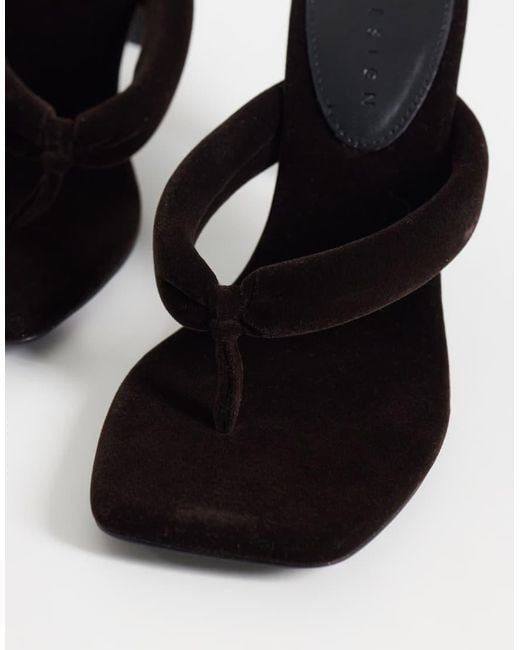 ASOS Brown Huddle Padded Toe Thong Heeled Sandals