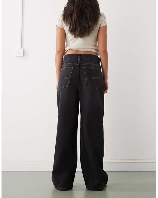 Collusion Black X003 Wide Leg Mid Rise Jeans