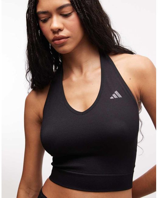 Adidas Originals Black Adidas Training Knitted Halterneck Top