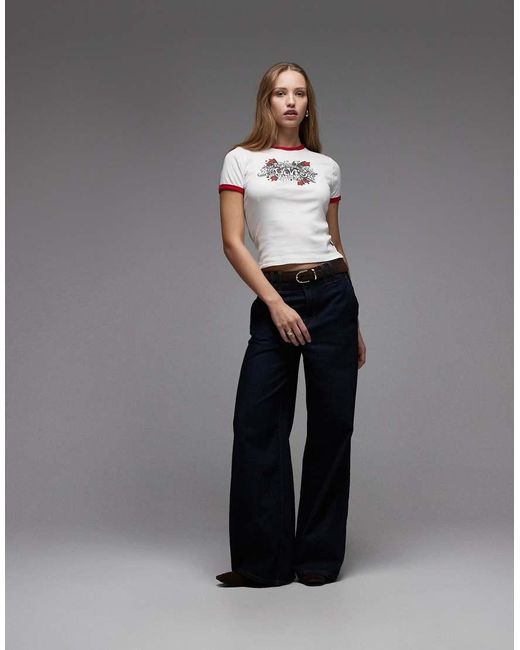 Levi's Gray Roses Graphic Ringer Tee