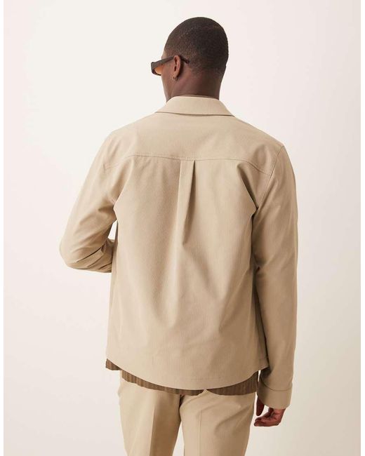 ASOS Natural Smart Co-ord Harrington Jacket for men