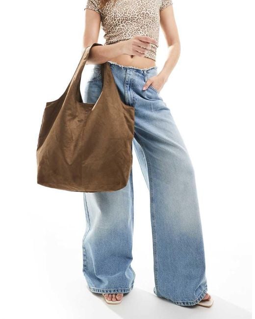 Pull&Bear Blue Faux Suede Tote Bag