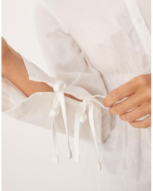 Cotton On White Gathered Long Sleeve Shirt
