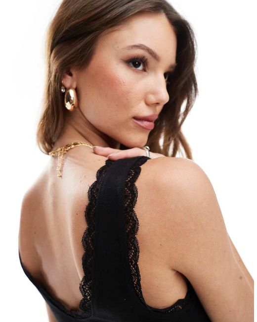 New Look Black Lace Trim Vest