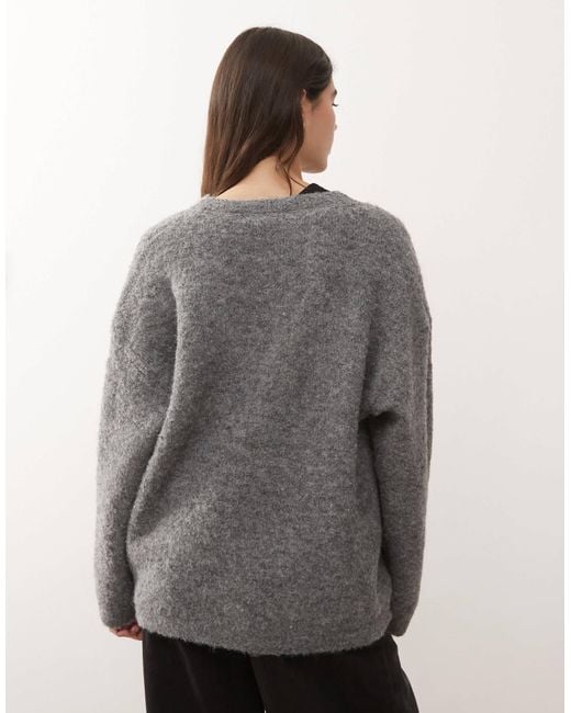 Noisy May Gray Oversized Knitted Cardigan