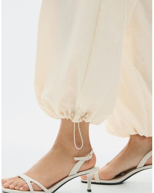 Stradivarius White Heeled Cut-out Strap Sandal