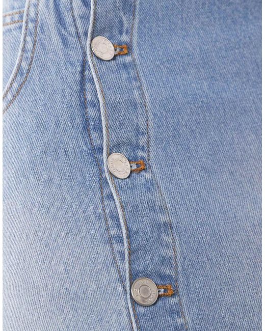 ASOS Blue Low Waist Denim Pencil Skirt