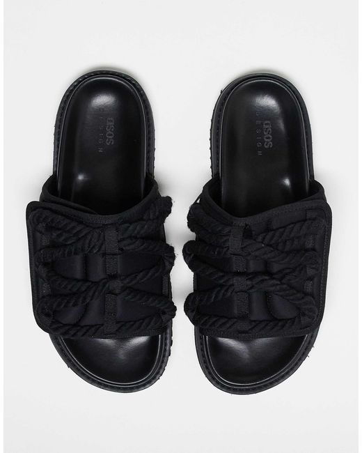 ASOS Black Neoprene Tech Slider Sandals for men