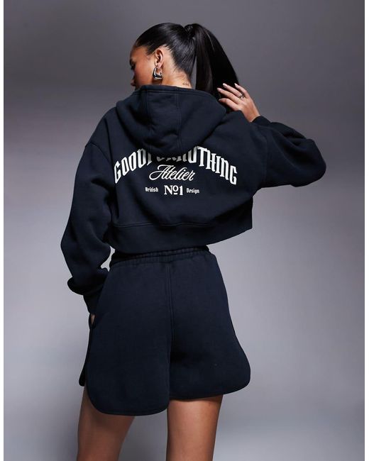 Pantalones Cortos Negros Con Logo De Tejido De Sudadera De (Parte De Un Conjunto) Good For Nothing de color Blue