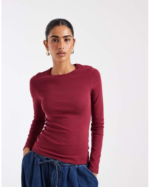 ASOS Red Clean Long Sleeve Top