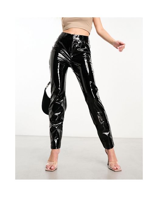 Commando Patent Faux Leather Five Pocket Trousers in Black