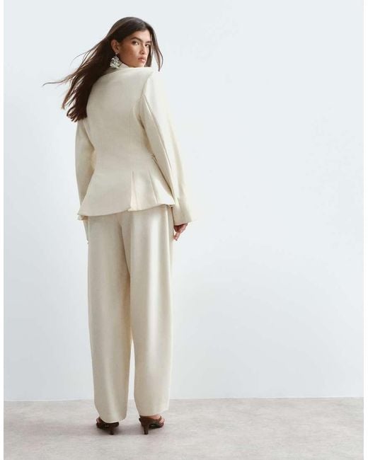ARRANGE White Tapered Fold Detail Tailored Pants