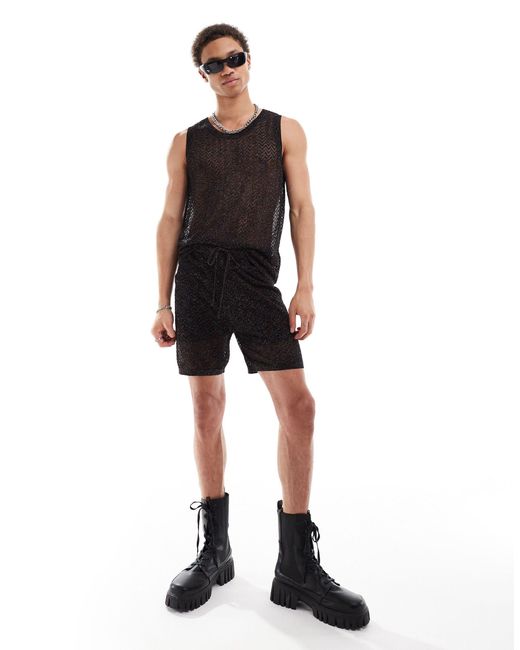 ASOS Black Co-ord Knitted Shorts for men